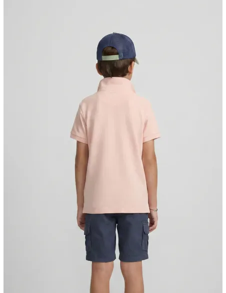 Polo kids liso logo rizo coral