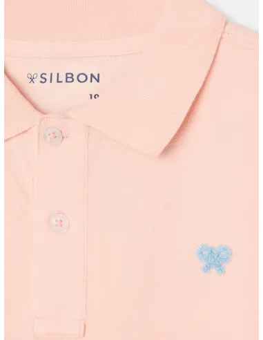Polo kids liso logo rizo coral