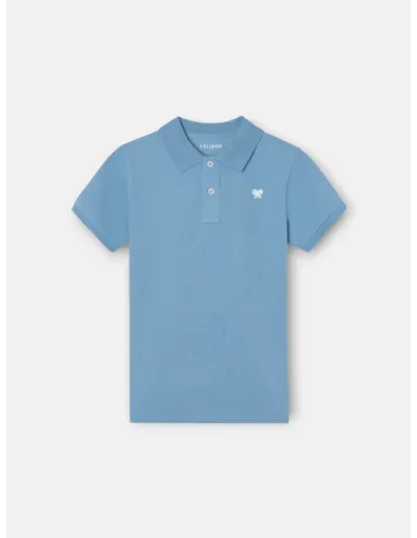 Polo kids liso logo rizo azul medio