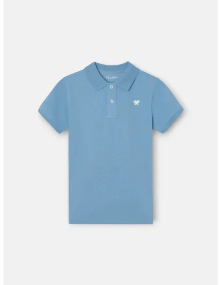 Polo kids liso logo rizo azul medio