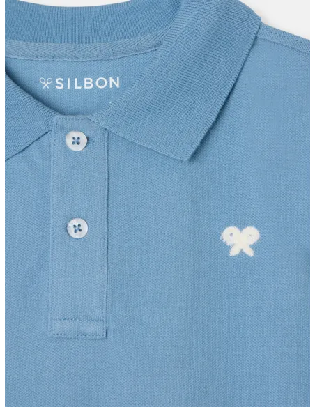Polo kids liso logo rizo azul medio