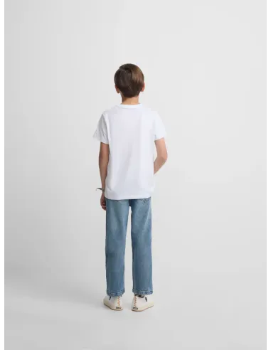Camiseta kids Silbon raqueta media multicolor blanco