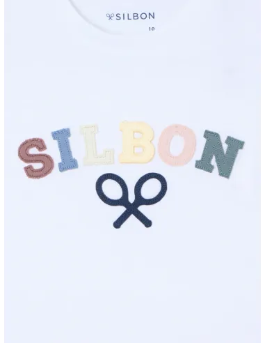 Camiseta kids Silbon raqueta media multicolor blanco