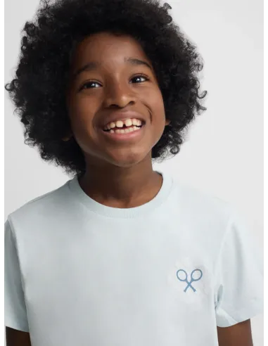Camiseta kids raqueta etnica azul claro