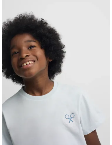 Camiseta kids raqueta etnica azul claro