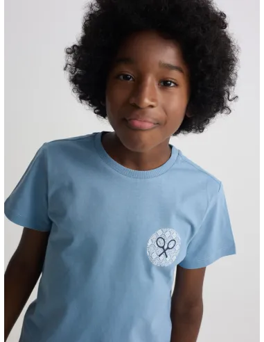 Camiseta kids raqueta etnica azul marino 