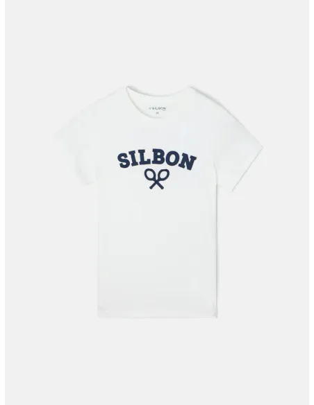 Camiseta kids raqueta media blanca