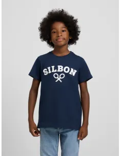Camiseta kids raqueta media azul marino