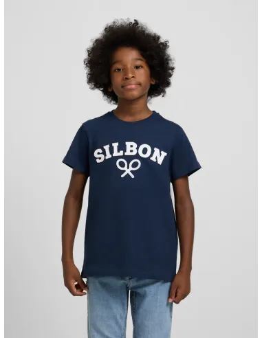 Camiseta kids raqueta media azul marino