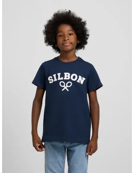Camiseta kids raqueta media azul marino