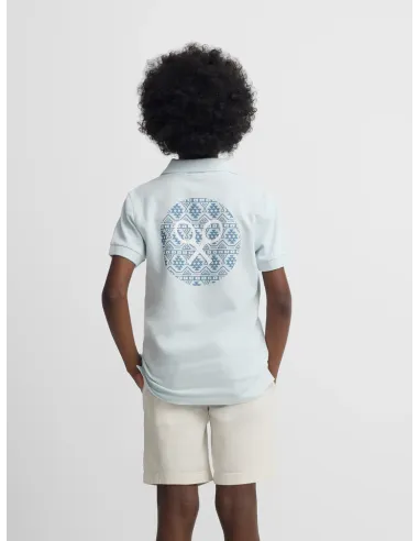 Polo kids raqueta etnica azul