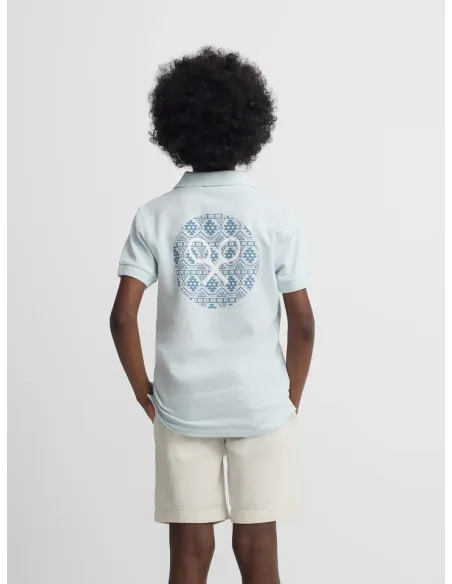 Polo kids raqueta etnica azul