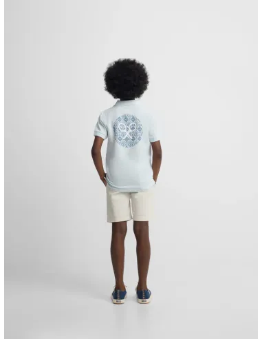 Polo kids raqueta etnica azul