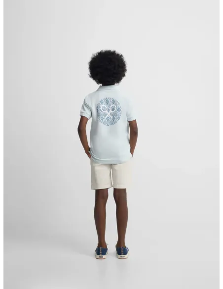 Polo kids raqueta etnica azul