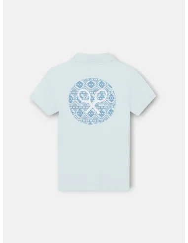 Polo kids raqueta etnica azul