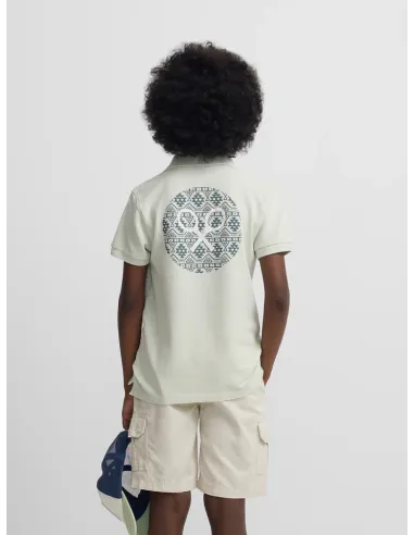 Polo kids raqueta etnica verde