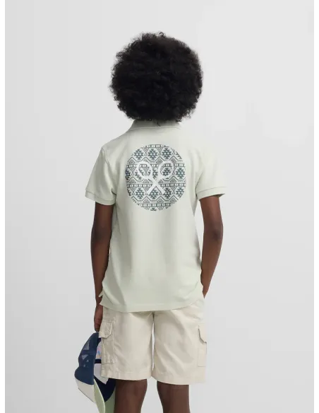 Polo kids raqueta etnica verde