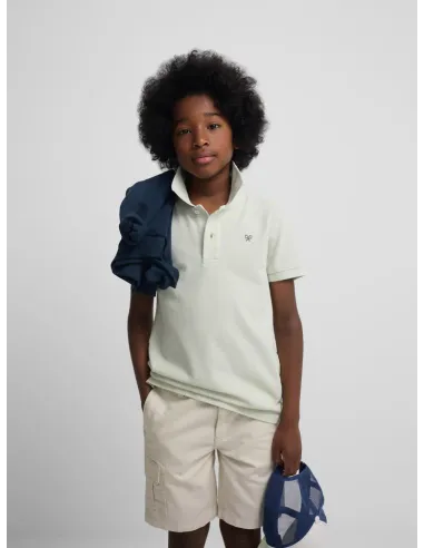 Polo kids raqueta etnica verde