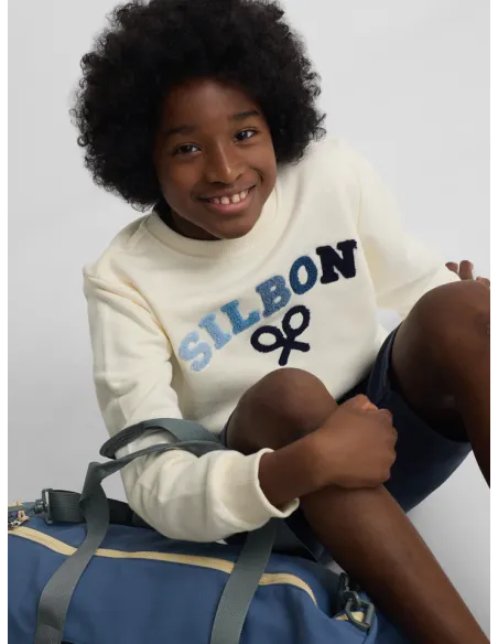 Sudadera kids Silbon raqueta media multicolor crema
