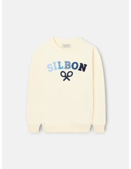 Sudadera kids Silbon raqueta media multicolor crema