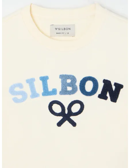 Sudadera kids Silbon raqueta media multicolor crema