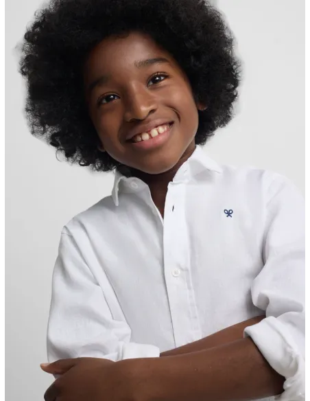 Camisa sport kids lino blanco