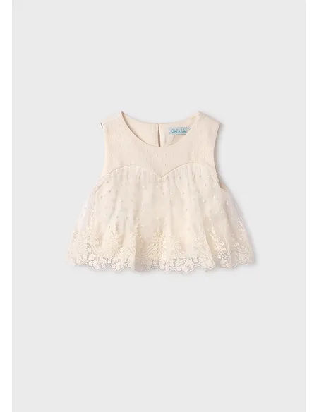 Top tul bordado - Crudo | ABEL & LULA