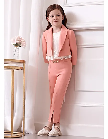 Traje pantalon largo crepe - Salmon | ABEL & LULA