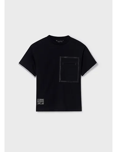 Camiseta m/c contrastes manga - Negro     