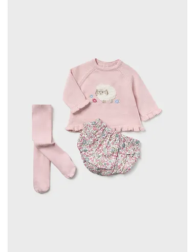 Conj. jersey tricot y leotard - Rosa baby 