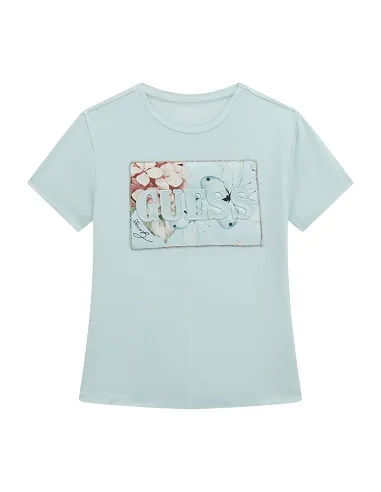 HIGH LOW VISCOSE SS T-SHIRT CLOUDY BLUE