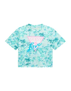 MIDI SS T-SHIRT PALMS ON BLUE