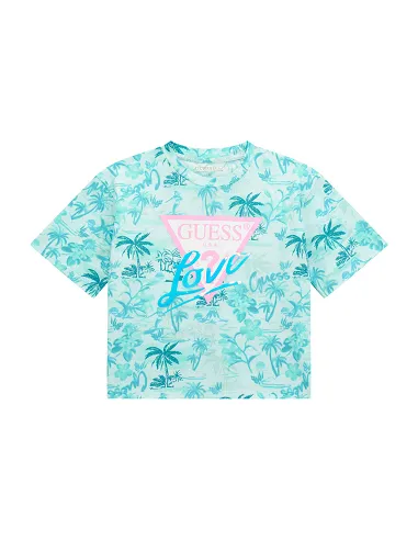 MIDI SS T-SHIRT PALMS ON BLUE